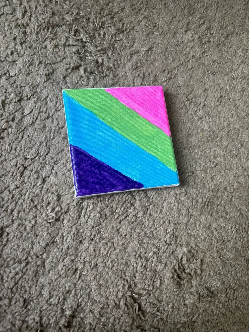 Hand-Painted Small Canvas Wall Art in Pink, Green, Blue, and Purple